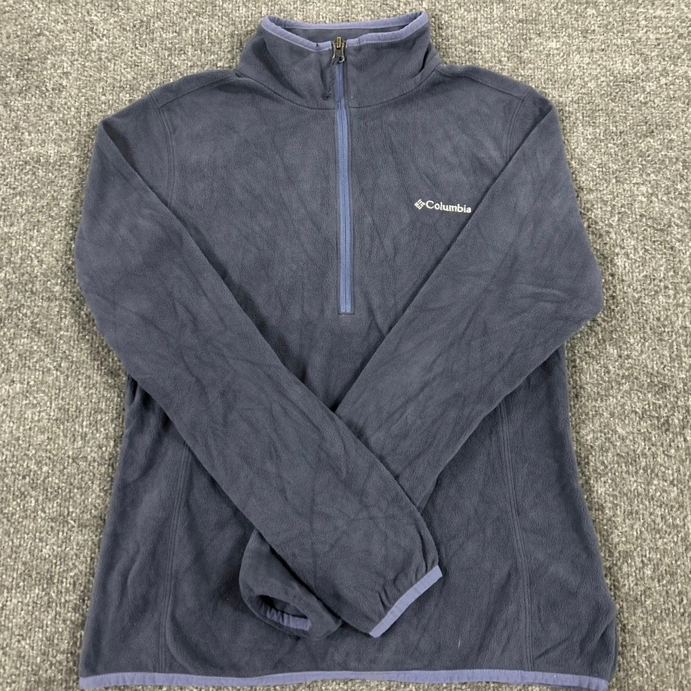 Columbia Fleece Pullover Womens Size S Navy Blue Quarter Zip Mock Neck Athletic